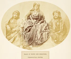 Rajah di Mundi e Ministri, Stati Trans-Sutlej, da The People of India, di J. Forbes Watson, pubblicato nel 1868